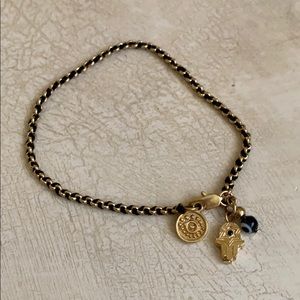 Blee Inara black braided, gold chain bracelet